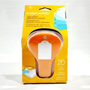 Fiskars Tag Maker Punch with Built-in Eyelet Setter and 20 Eyelets NEW